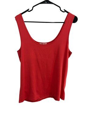 Jillian Nicole Red Sleeveless Nylon Blend Tank Top Size XL USA Made Preppy Chic